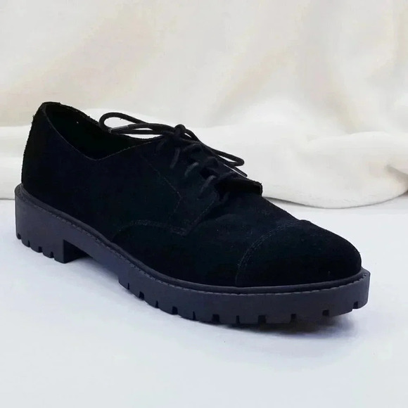 Lucky Brand 9.5M Ibira Suede Black Lace Up Women's - Picture 2 of 12